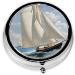 Sailboat Landscape Mini Round Pill Box | 3 Compartment Travel Organizer | Portable Medicine Case for Home & Office - Buy Online on GoSupps.com