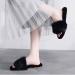 Women's Slippers Black Fluffy Sliders Faux Fur Slippers Women Fashion Ladies Shoes Furry Flip Flops Slides with Arch Support Female Flat Sandals Autumn for Indoor Outdoor (A 24.5CM) (A 24.5CM) - Buy Online on GoSupps.com