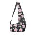 MOSISO Dog Cat Carrier Sling Bag Pet Carrier Curved Zipper Rose Eden Bag Hands Free Adjustable Strap Travel Shoulder Bag with Safety Belt Padded Bottom Support for Small Pets Outdoor Travelling Black