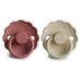 FRIGG Daisy Natural Rubber Baby Pacifier 2-Pack (Powder Blush/Cream) | Made in Denmark | BPA-Free | 0-6 Months - Buy Online on GoSupps.com
