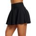 BALEAF Women's High Waisted Tennis Skirts Tummy Control Pleated Golf Skorts Skirts for Women with Shorts Pockets Black Large