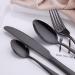 Cutlery Set 24 Piece Stainless Steel Flatware Set for 6 Silverware Knives and Forks Dinner Spoons Teaspoons Fork and Spoon HUAN TAI (Color : Black Size : B2S10) - Buy Online on GoSupps.com