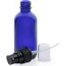 2oz Glass Spray Bottles for Essential Oils - Set of 12 Blue Bottles with Black Mist Tops - Buy Online on GoSupps.com
