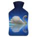 White Swan Hot Water Bottle With Cover Plush Bed Bottle Hand Warmer For Adults And Children 26.5X15.3cm