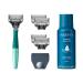 Harry's Razors for Men - Men's Razor Set with Tropical Green Handle 5 Razor Blade Refills Travel Blade Cover 60ml Shave Gel Tropical Green 5