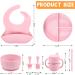 Baby Feeding Set - Silicone Bib, Suction Divided Bowl, Spoon & Fork - Toddler Utensils - Pink (6 Months) | Baby Led Weaning Supplies - Buy Online on GoSupps.com