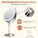 Rechargeable 8 inch Lighted Makeup Mirror with 10X Magnification - 2-Sided Vanity Mirror with Dimmable LED Lights - 360 Degree Adjustable Silver Finish - Buy Online on GoSupps.com