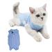 Recovery Suit Cat Katzenbody after op cone e collar alternative pets surgery suits puppy protection clothing CAT surgical recreational suit for belly wounds or skin diseases (L blue) L blue