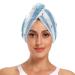 Lovely Whale Light Blue White Striped Hair Towel 2 Pack Super Absorbent Hair Drying Towel Quick Dry Hair Turbans Head Towel with Button Twisty Wrap for Women Girls