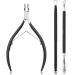 Cuticle Nipper with Cuticle Pusher Stainless Steel Cuticle Remover and Cutter Beauty Tool Black