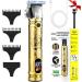 Beard Trimmer Men Hair Clippers: Golden Electric Razor Shavers with LCD Display Professional Barber Clippers for Hair Cutting Strong Power Motor Hair Trimmer Kit with Type C Charger Cable