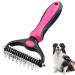 MEKEET Pet Dog Grooming Comb - Deshedding Brush Dematting Comb Double Sided 2 in 1 Pet Dog Cat Undercoat Rake Brush Perfect for Pet Dog Cat with Long Medium Hair Red