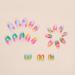 24 Piece Colorful Almond False Nails - Glossy Artificial Press-On Nails with Rainbow Star Art for Women & Girls - Buy Online on GoSupps.com