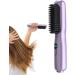 Hair Straightening Brush - USB Rechargeable & Anti-Scald Hot Brush for Silky Hair | 1 Step Heated Styling Comb for All Hair Types - Purple - Buy Online on GoSupps.com