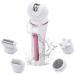 Mcbazel Cordless Epilators for Women 5 in 1 USB Rechargeable Hair Remover Electric Lady Shaver with Facial Cleansing/Massage Head/Callus Remover Fit for Face Legs Arms Armpit Bikini - Pink/White