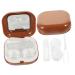 Ultechnovo box with 2 sets of contact lens container LINSENSTRABER Tool for removing the lentil tweezer Contact lens organizer Colored eye contacts for the eyes of small ABS travel form brown 7.3x7.3x2.6cm