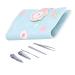 Nail Care Kit for Girls Student-friendly Manicure Set with Cute Cartoon Clippers and Scissors Utensil Tools Includes Essential Shower Squeegees (3418A Fruit Button-Peach)