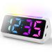 Alarm clock digital digital alarm clock children with light colorful LED display 0-100% brightness dimmer 2 alarms snooze 3 alarm clock thickness USB loading connection children's alarm for bedroom boy girls white