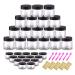 2oz Plastic Jars Round Cosmetic Containers with Lids | 20 Gram Clear Small Sample Containers (Set of 48) for Cream, Body Butter, Eye Shadow, Rhinestone, Lip Scrub, Travel - Free Labels & Spatulas 2oz+0.7 Ounce Black Lid