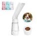 Dog Water Bottle Travel Portable Foldable Pet Water Bottle with Food Container Drinking Feeder for Pets Travel Hiking | Compact Durable Lightweight Leak-Proof - Pink/Blue (White)