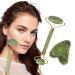 Jade Roller & Gua Sha Facial Tool 100% Natural Facial Stone Face Roller Face Massager for Skin Tightening Neck Eye Treatment Anti-aging Rejuvenate Remove Wrinkles and Puffiness (Green)