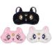 Cartoon Cat Eye Sleep Mask Plush Sleeping Blindfold Eyeshade Pink + White + Black