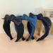 Denim Bow Knot Headband Jean Knotted Hairband Bowknot Hair Hoop Wide Head Band Cross Knot Hair Accessories for Women Blue - Buy Online on GoSupps.com