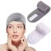 Flytianmy 2 Pcs Spa Facial Headband  Adjustable Face Wash Headband with Magic Tape for Bath  Makeup and Sport (Grey  White) Grey  White 2 Pcs