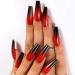 Outyua Halloween Red Black Press On Nails - Ombre Coffin Acrylic Designs for Women & Girls | 24Pcs Long Fake Nails - Buy Online on GoSupps.com