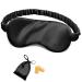 Silk Sleep Mask Eye Mask Blindfold with Double Layer Silk Filling and Elastic Strap for Full Night's Sleep  Travel and Nap  Soft Eye Cover Eyeshade with Luxury Bag and Ear Plugs by OLESILK (Black)