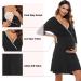 Sykooria Women's Cotton Nursing Nightdress - Black XXL | 3/4 Sleeves Maternity Labour Nightgown - Buy Online on GoSupps.com