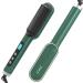 VKK Upgraded Ionic Hair Straightener Brush Hair Straightening Hot Brush Fast Ceramic PTC Heating Smoothing Brush 5 Levels Adjustable Green