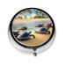 Turtles On The Beachround Pill Box 3 Compartment Round Pill Box Organizer &Portable Travel Pill Box for Traveling.