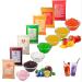 Panda Meister Bubble Tea 4.2kg Popping Boba Mix - 7 x 600g pack Boba fruit beads - Nature & gluten -free boba pearls - strawberry blueberry maracuya apple lychi mango peach rainbow boba pack with 7