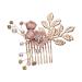Housoutil Flower Hair Accessories Jeweled Hair Combs Crystal Hair Comb Pearl Hair Comb Wedding Rhinestone Hair Comb Crystal Hair Accessories Bridal Headpiece Pink Rhinestones Bride Veil