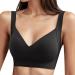 2024 Ai - Women Casual single -colored comfortable soft support no steel ring brh push -up thin vest style underwear top with lace women black l