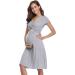 Irdcomps Women's Breastfeeding Nightdress Maternity Nightshirt - Nursing Nightgown V Neck Pajama Loungewear for Pregnant Women - Casual Grey - Buy Online on GoSupps.com