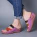 Buy Women's Wedge Heel Open Toe Sandals - Summer Peep-Toe Flip-Flops in Blue (Size 38/40 EU) - Stylish Synthetic Leather Footwear - Buy Online on GoSupps.com
