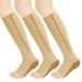 Minghe Zipper Medical Compression Stockings for Women and Men - Knee High Support Stockings 3 Pair