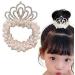 New Pearl Hair Ties Fashion for All Hair Types Elastic Beaded Hair Bands with Crown Scrunchies for Women and Girls (Single Color A)