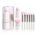 JPNK Portable Makeup Brushes For Travel Makeup - 8 in 1 Travel Loose Powder Brush  Angled Brush Foundation Blending Lip Brush Retractable Makeup Brushes Sets (White)