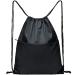 BuyAgain Drawstring Backpack Sports Water Resistant String Bag Sport Gym Sackpack for Women Men Large with Zipper Black