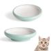 ComSaf Ceramic Cat Feeding Bowl Wide Shallow Cat Food Water Dish Whisker Friendly Design Whisker Fatigue Free shallow cat bowl Non Spill Pet Bowl 300ML Pack of 2 Green Green*2