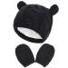 XYIYI Newborn Baby Winter Beanie Hat Mitten Set Infant Toddler Warm Knitted Hat Glove Set for Boys Girls 0-3 Months Black