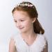 IYOU Flower Headpiece Pearl Wedding Headband Gold Crystal Floral Communion Hair Tiair Accessories for Flower Girls and Bridesmaid. - Buy Online on GoSupps.com