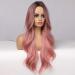 JOOLER Pink Ombre Wig for Women - Long 24 Inch Heat Resistant Natural Hair Color Middle Part Wig - Buy Online on GoSupps.com