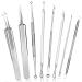 Fluco Blackhead Remover Pimple Popper Tool Kit  8pcs Blackhead Comedone Extractor Tool for Nose Face  Blemish Whitehead Extraction Popping  Stainless Silver