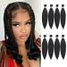 Leeven 8 Packs Pre Stretched Braiding Hair Extension Yaki Texture Hot Water Setting EZ Braids Kanekalon Hair for Coi Leray Braids Black Braiding Crochet Hair Extensions /16 Inch 1B# 16 Inch (Pack of 8) 1B