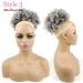 Afro Puff Drawstring Ponytail with Bangs Pineapple Updo Hair for Black Women Short Kinky Curly Ponytail Bun with 2 Bangs(#1B/GRAY) 1 ponytail+ 2 bangs T1B/Gray - Buy Online on GoSupps.com