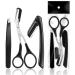 PNPGDYK Eyebrow Scissors with Comb Eyebrow Trimmer Scissors Stainless Steel Eyebrow Trimmer Eyelash Comb Eyebrow Comb Beauty Tool 3 Piece Set for Men Women (Black)